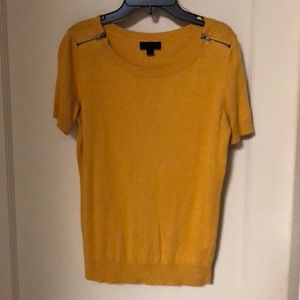 Mustard yellow short sleeve sweater shirt